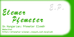elemer pfemeter business card